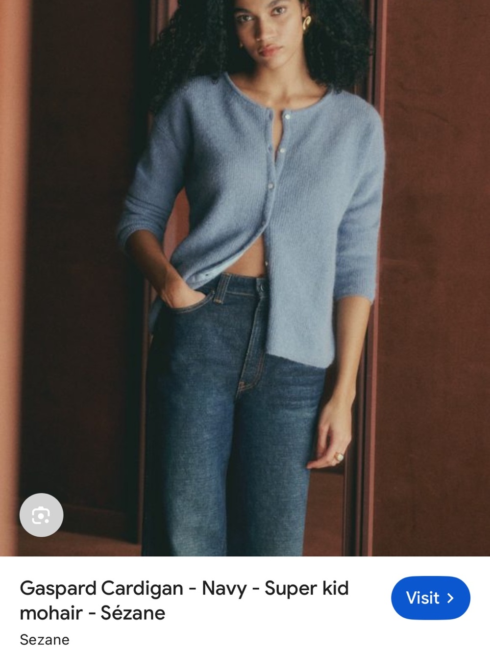 Sezane Soft Blue Gaspard Cardigan